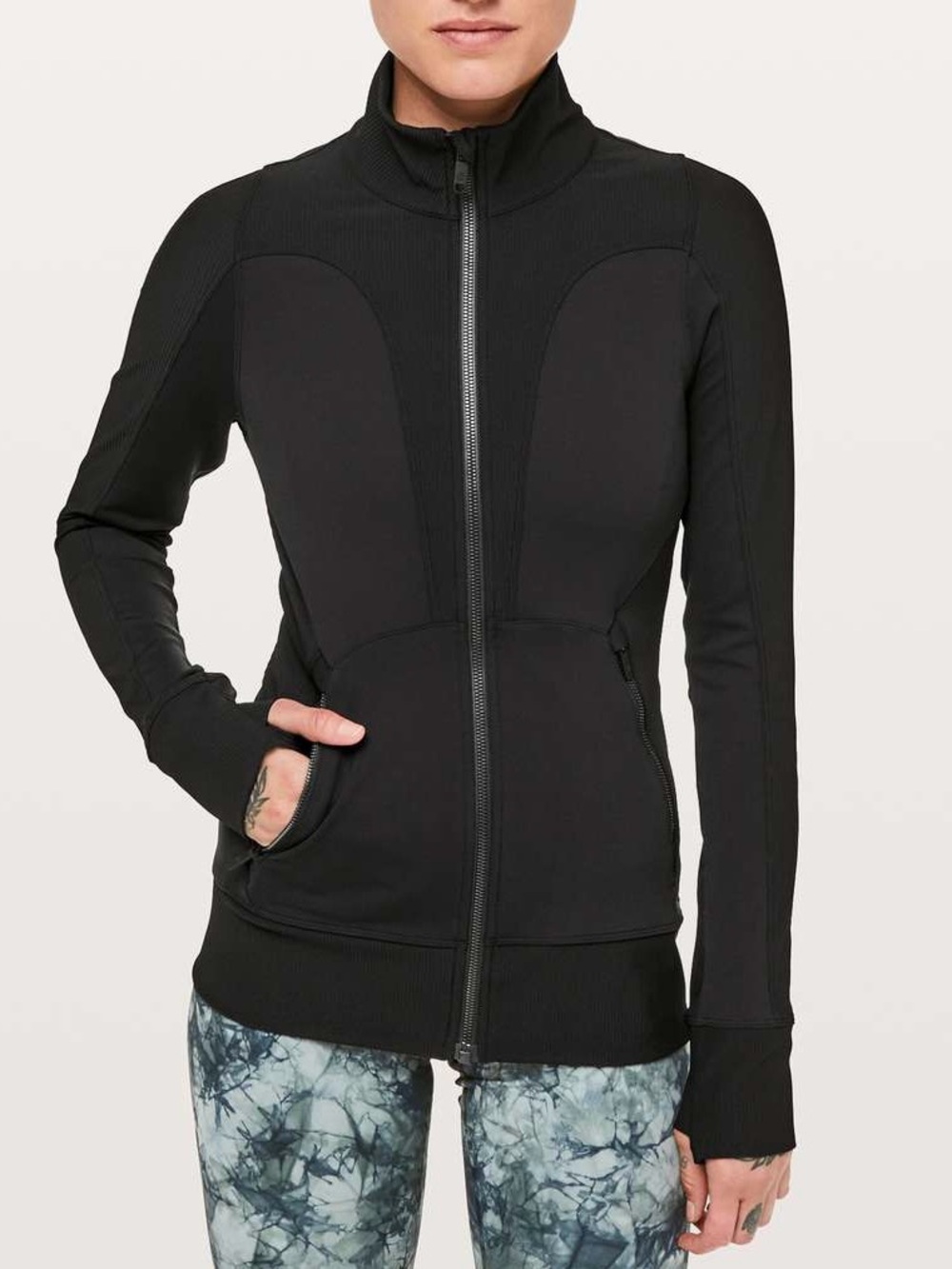 Lululemon Movement To Movement Jacket Black Size 6 Everlux Ribbed Full Zip